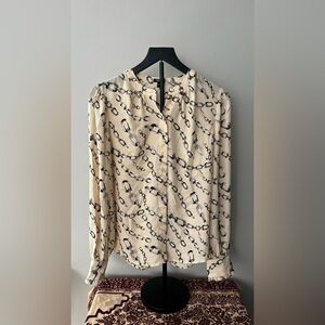 Zara Cream and Black Chain Pattern Shirt